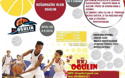 Košarkaški klub Ogulin započinje sa treninzima za mlađe uzraste od ponedjeljka 3